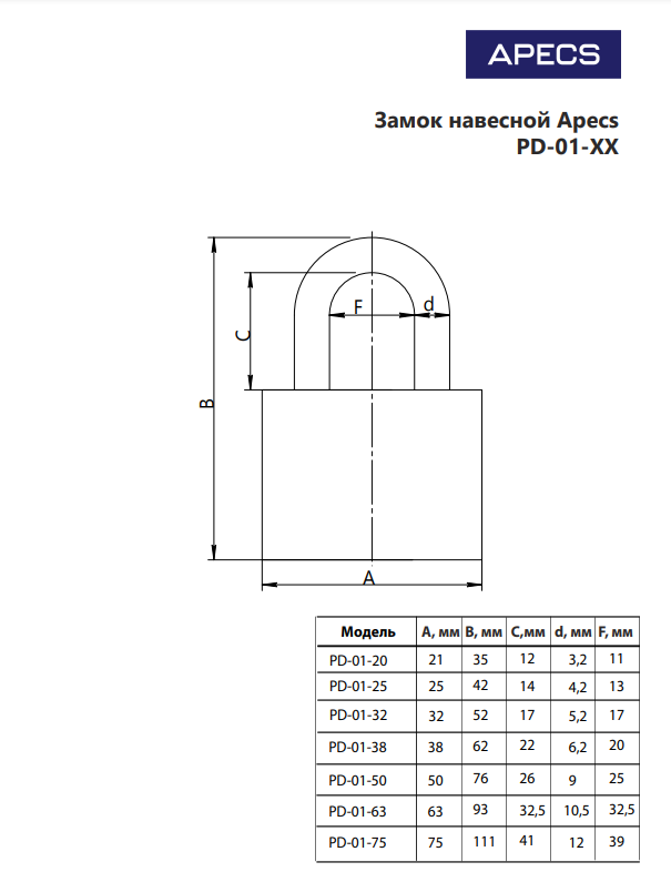 Замок Апекс PD-01-63