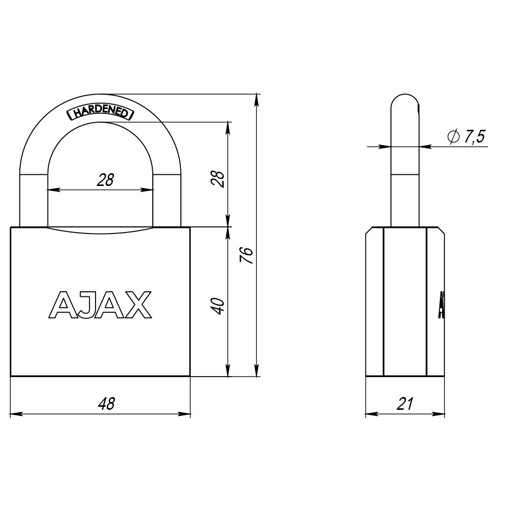 Замок Ajax PD-01-50 англ. 3 кл.