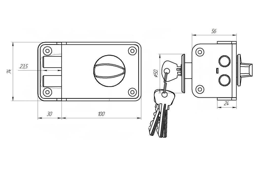 Замок (Зенит) накладной ЗН 1-3-1 медь