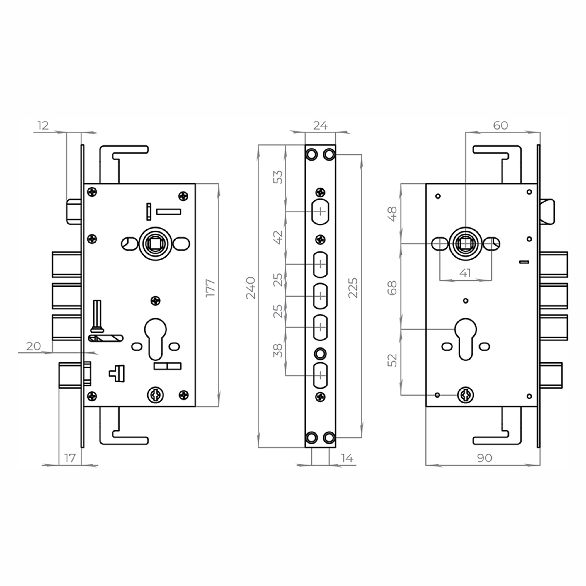 Корпус замка без ц/мех. CH-09CT (Аякс)