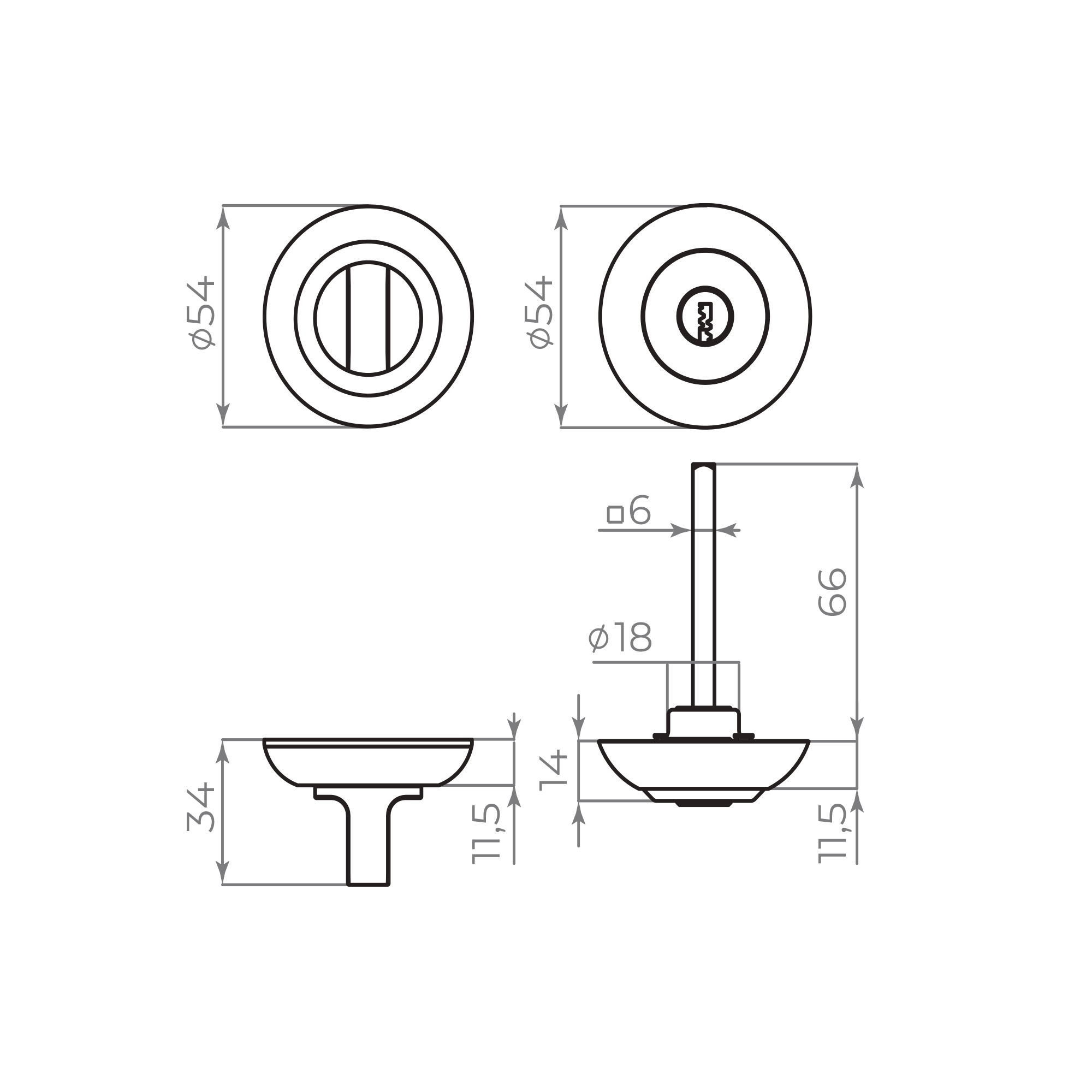 Ручка поворотная (Аякс) с фиксацией ключом BK6.FIX.JR AB-7 бронза