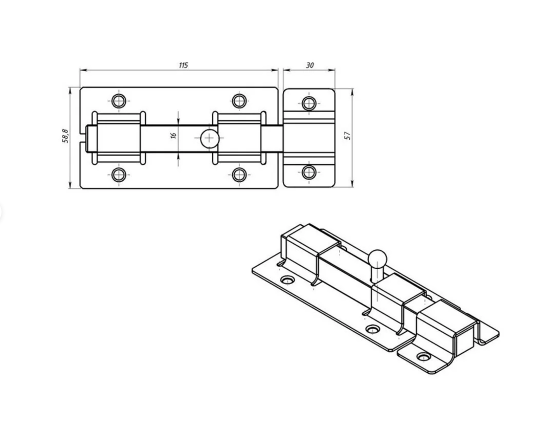 Задвижка дв. Секрет ЗД-06 квадр. ригель