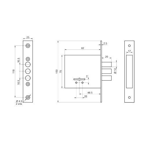 Замок BORDER ЗВ8-8У/13 (КЛП5-85).У2 ЗАСОВ12 (76314)